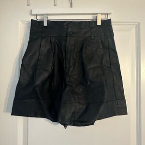 Italian Black Women's Leather Shorts